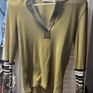Free People Olive Long Sleeve Top
